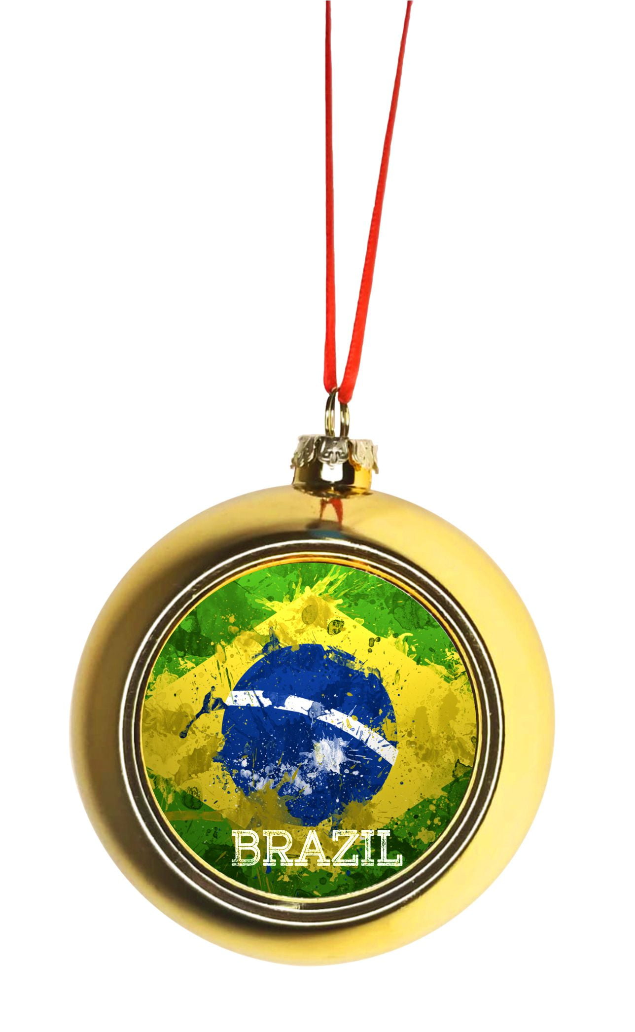 Flag Brazil - Watercolor Paint Splash Brazilian Flag Bauble Christmas