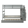 thumbnail image 4 of EUROCO Twin over Twin Bunk Bed with Trundle Bed for Bedroom, Space-Saving Storage Staircase and Shelf, Gray, 4 of 10