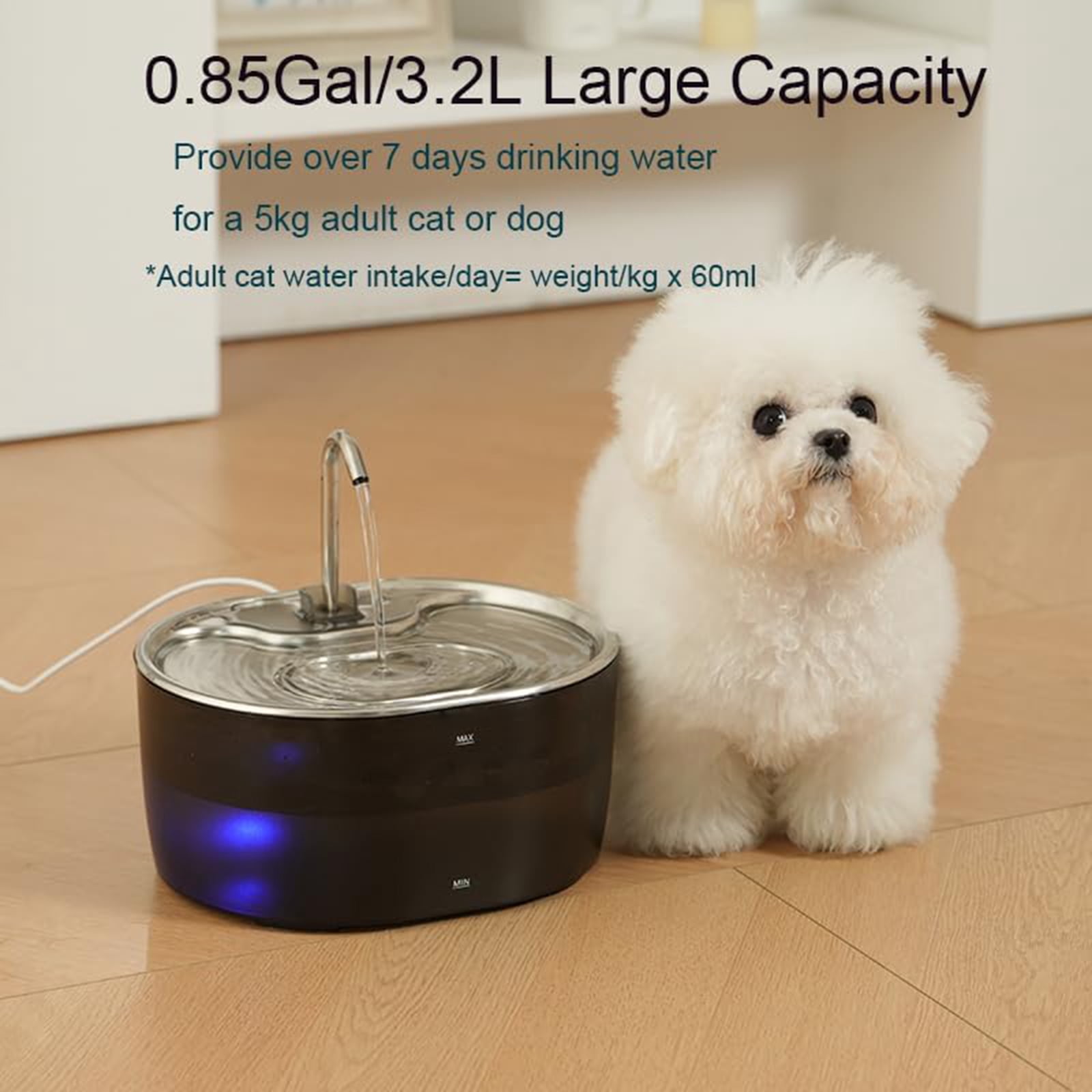 Automatic Circulating Cats Drinking Fountain High Capacity Stainless Steel Pet Water Dispenser Pet Drinking Supply