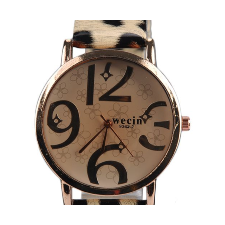 Leopard Print Animal Watch Big Face Easy to Read Numbers 