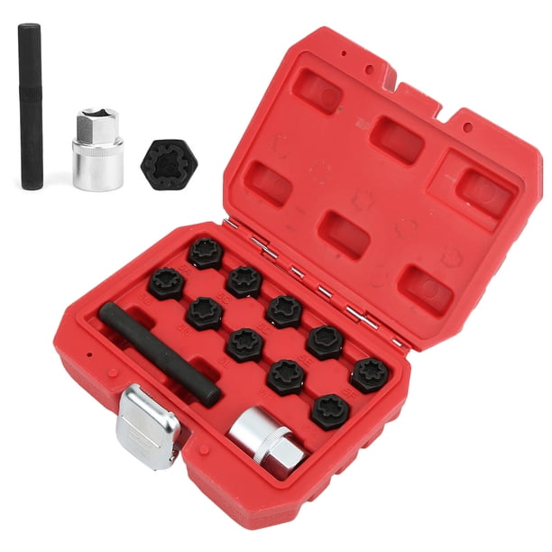 Herramientas de llave automotriz, 12 piezas, juego de extractor de tuercas y pernos de rueda con bloqueo antirrobo para Benz GLK Class, compacto y liviano