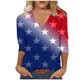 thumbnail image 2 of Fiudx Camisas para Mujer Top/Camisa de Manga 3/4 con Cuello En V y Estampado Informal a La Moda para Mujer, 2 of 4