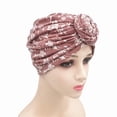 thumbnail image 3 of Brown Stretch Turban Hats for Women Nylon,Spandex Knot Chemo Cap for Cancer Pleated Headwear Beanie Twisted Head Wrap Hair Loss Hat One Size, 3 of 3