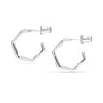 thumbnail image 6 of LeCalla 925 Sterling Silver Triple Geometric Post Split Huggie Half C Hoop Earrings for Women Teen 20MM, 6 of 8