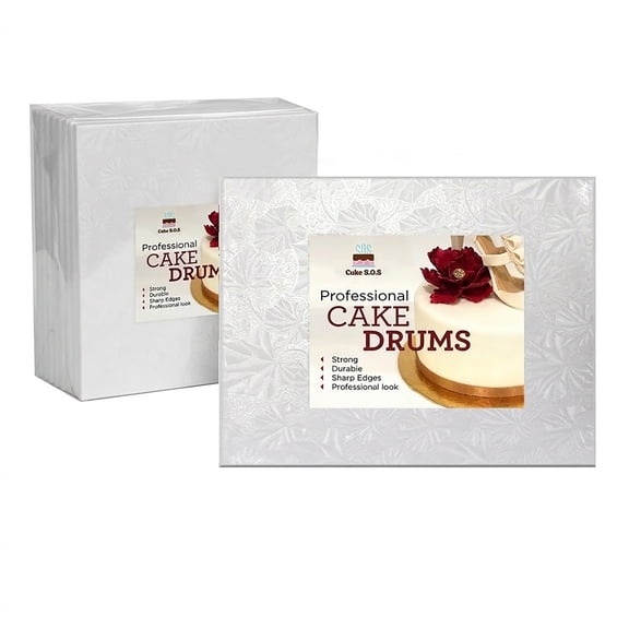 Cake S.O.S 14x10 inches White Rectangle Cake Drum Board, 1/2″ Thick, (6-Pack)