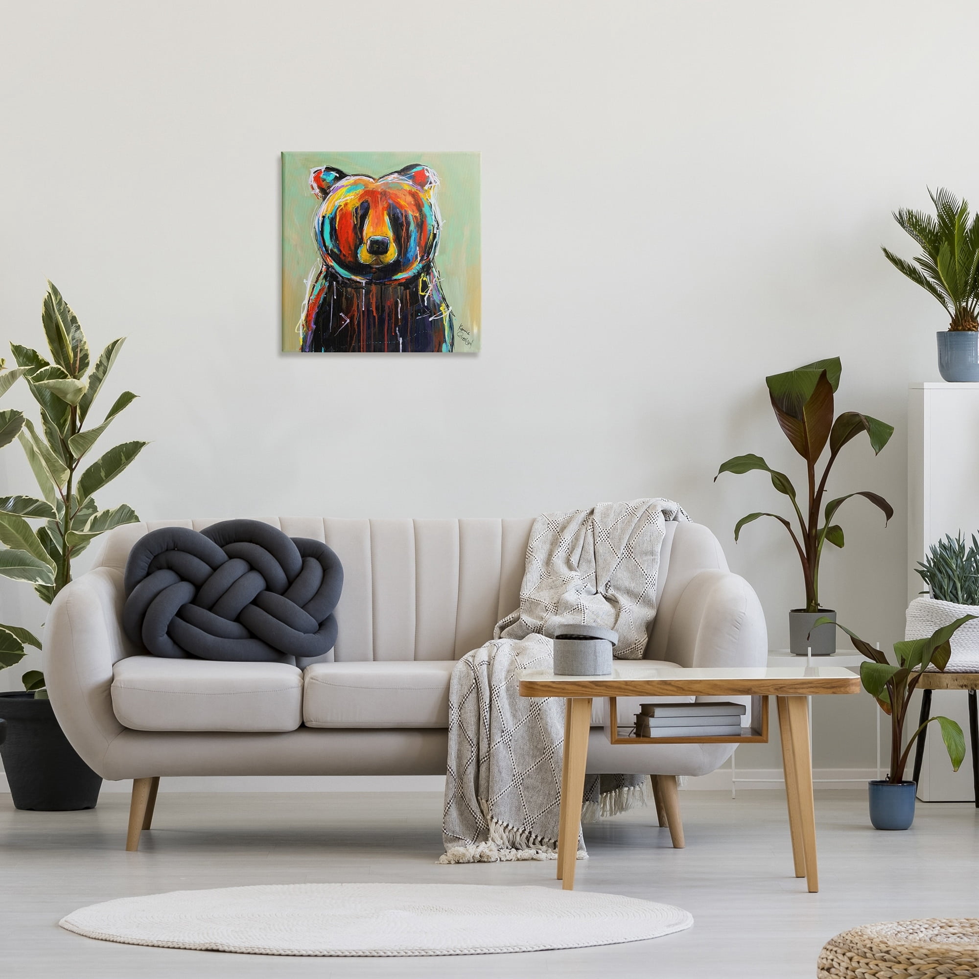 Stupell Industries Abstract Colorful Painted Black Bear Animals & Insects Painting Gallery Wrapped Canvas Art Print Wall Art, 24 x 24
