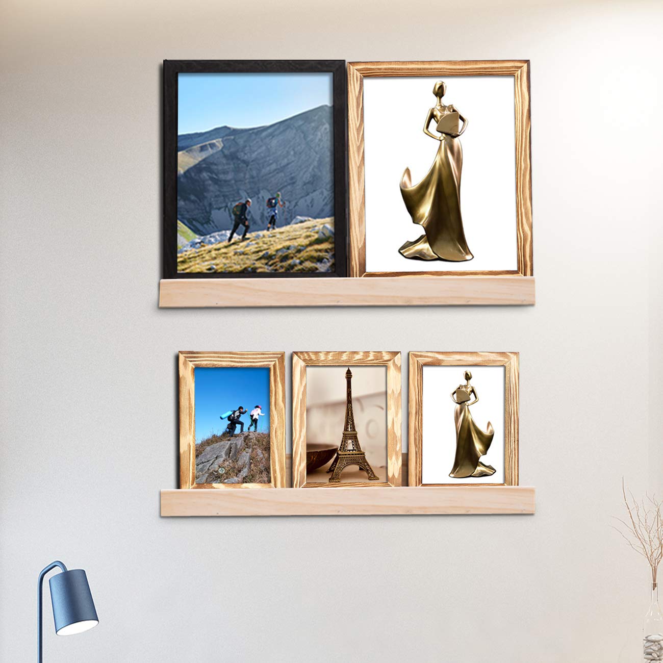 Picture Ledge Shelf  Small Floating Shelves Set Of 2 16 Inches Book For Storage Bookshelf Wall Mounted Living Room Bedroom Decor Books Photo Frames