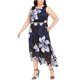thumbnail image 1 of SLNY Vestido floral ajustado y acampanado para mujer, negro, 20W, 1 of 1