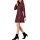 thumbnail image 4 of Vestido de línea A de manga larga con cuello de punto y botones de cuadros para mujer INSPIRE CHIC rojo S, 4 of 6