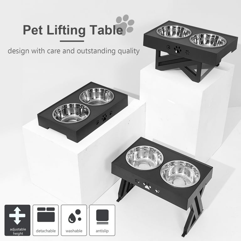 Elevated Dog Bowls, Adjustable Metal Stand with Stainless Steel Bowls,Slow  Feeder Insert, Adjusts to 1.9-12.2 for Small Dogs Cats Pets