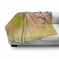 thumbnail image 3 of Nature Soft Flannel Fleece Blanket, Japanese Cherry Sakura Floral Artwork in Soft Color over Blurred Background, Cozy Plush for Indoor and Outdoor Use, 50" x 70", Pink Green Yellow, by Ambesonne, 3 of 6