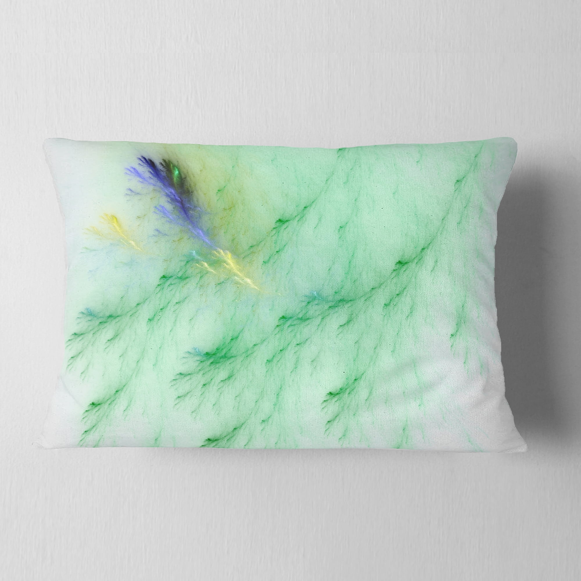 Designart Light Green Veins of Marble - Abstract Throw Pillow - 12x20