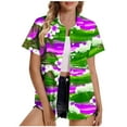 thumbnail image 2 of Gamivast Hawaiian Shirts for Women Fashion Print Summer Tops Floral Tropic Print V Neck T-Shirt Short Sleeve Button Up Tops Soft Cool Beach Shirts Pink XXL Camisas Para Mujer, 2 of 5
