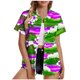 thumbnail image 1 of Pantalones Cortos para las Mujeres Sexy, Blusas de Estilo Hawaiano Impreso, Botón Arriba Cuello Turndown Superior, 1 of 5