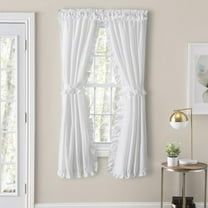 Ellis Home Classic Narrow Ruffle 2-Piece White Color Rod Pocket Curtain Panel, 80" X 30"