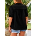 thumbnail image 2 of Camisa PRETTYGARDEN de verano con botones, cuello en V, negra, talla S, 2 of 9