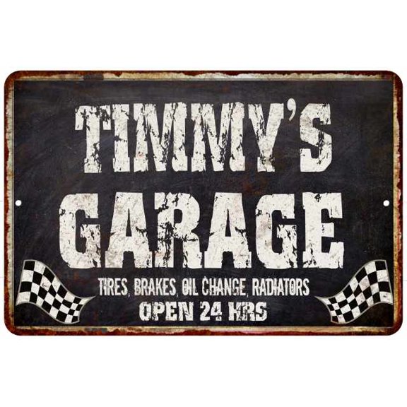 TIMMY'S Garage Black Grunge Sign 8x12 Decor Gift 108120005232
