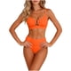 thumbnail image 2 of Trajes de baño para mujer, traje de baño de bikini de tirantes sin espalda de color liso para mujer, conjunto de bikini con bloques de color y hombros descubiertos, trajes de baño para mujer, trajes d, 2 of 6