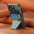 thumbnail image 6 of Compatible with iPhone 13 Pro Max Wallet Case, Kickstand Case with Credit Card Holder, Protective Phone Case with Shockproof TPU and Soft PU Leather Weave Pattern Cover - Green, 6 of 12