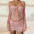 thumbnail image 3 of Suéteres De Punto Sujetador Top Cárdigan Mini Falda Señoras Estilo Y2k Traje De Playa Con Cordones Kuymtek Rosa T L para Mujer, 3 of 7