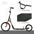 thumbnail image 3 of Aosom Teens Youth Kick Scooter Adjustable Handlebar Ride On Toy For 5+ w/ Front and Rear Dual Brakes Inflatable Wheels, Black, 3 of 9