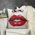 thumbnail image 2 of YINGXI Throw Pillow Cover with White Teeth Biting Lips Pop Art Woman Square Pillow Case Cushion Cover for Father's Day Home Car Decorative 22x22in, 2 of 5
