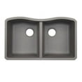 thumbnail image 3 of Undermount Granite 32x21x9 0-Hole Even Double Bowl Kitchen Sink in Nero, 3 of 3