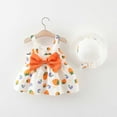 thumbnail image 4 of KDFJPTH Strawberry Print Cute Sweet Toddler Girls Casual Dress Summer Sleeveless Princess Party Big Bowknot Dresses With Hat, 4 of 4