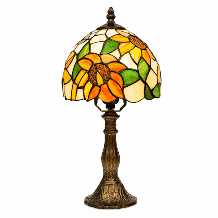 MEHOOM Sunflower Tiffany Style Table Lamps for Bedroom, Stained Glass Shade, LED 3-Color Dimmable with Auto Timer, Table Lamps for Living Room