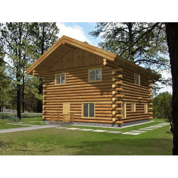 001-1064: Log Cabin 2 Bed, 2 Bath Luxury Home Plan, 1565 Sq Ft: Full Blueprints with License to Build by Home Plan Marketplace - Lesuto