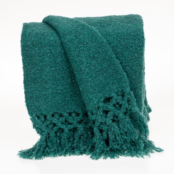 Nassau Collection Solid Handloom Rectangular Throw Blanket - 52” x 67” - Teal Green