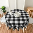 thumbnail image 3 of Gingham Buffalo Check Black And White Plaid Farm Waterproof Picnic Patio Party Round Table Cloth Cover Decorations Fabric 60 Inch Circular Tablecloth For 20-47 Inch Home Dining Room Kitchen Decor, 3 of 6