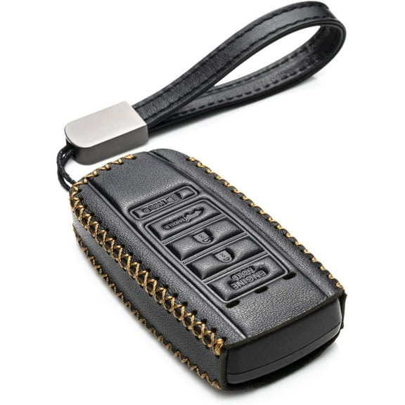 Vitodeco Leather Smar Key Fob Case Compatible with Acura RDX, MDX, ILX 2016 - 2021, Acura TLX 2016 - 2022, Acura Integra 2023 (5-Button, Black)
