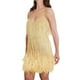 thumbnail image 3 of Vestido con borlas de plumas y lentejuelas Vestido sin mangas brillante para mujer Vestido con lentejuelas y cuello en V con flecos, 3 of 5