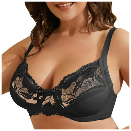OJSFQUFP Women Bra Black Sexy Bra Lace Plus Size Lingerie for Women Basic Pretty Bra Summer Ultra Thin Style Summer Ultra Thin Style XL