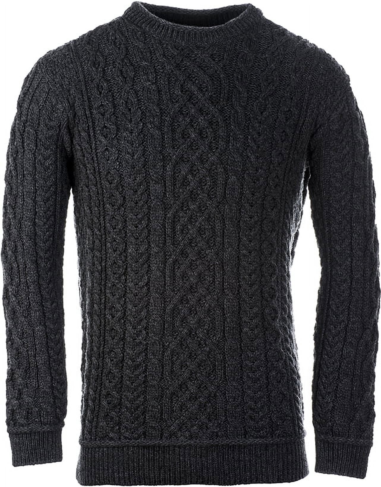 Aran Crafts Men's Cable Knit Sweater - 100% Merino Wool, Traditional Irish Design