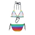 thumbnail image 5 of Suhoaziia Color Stripe Bikinis for Women Plus Size Skin-Friendly Comfortable Swimwear Triangle Bathing Suit,Twist Front Straps Swimsuits with Adjustable Straps Size S, 5 of 6