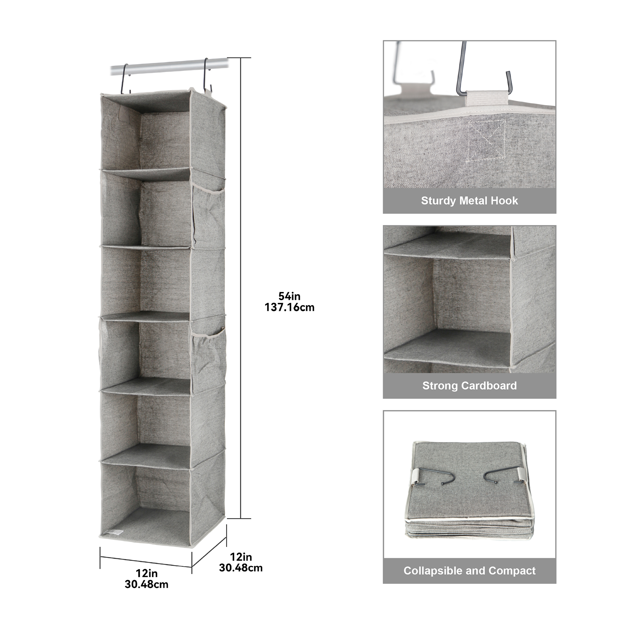 Better Homes & Gardens Hanging Closet Organizer, 6 Shelves, Gray photo 2