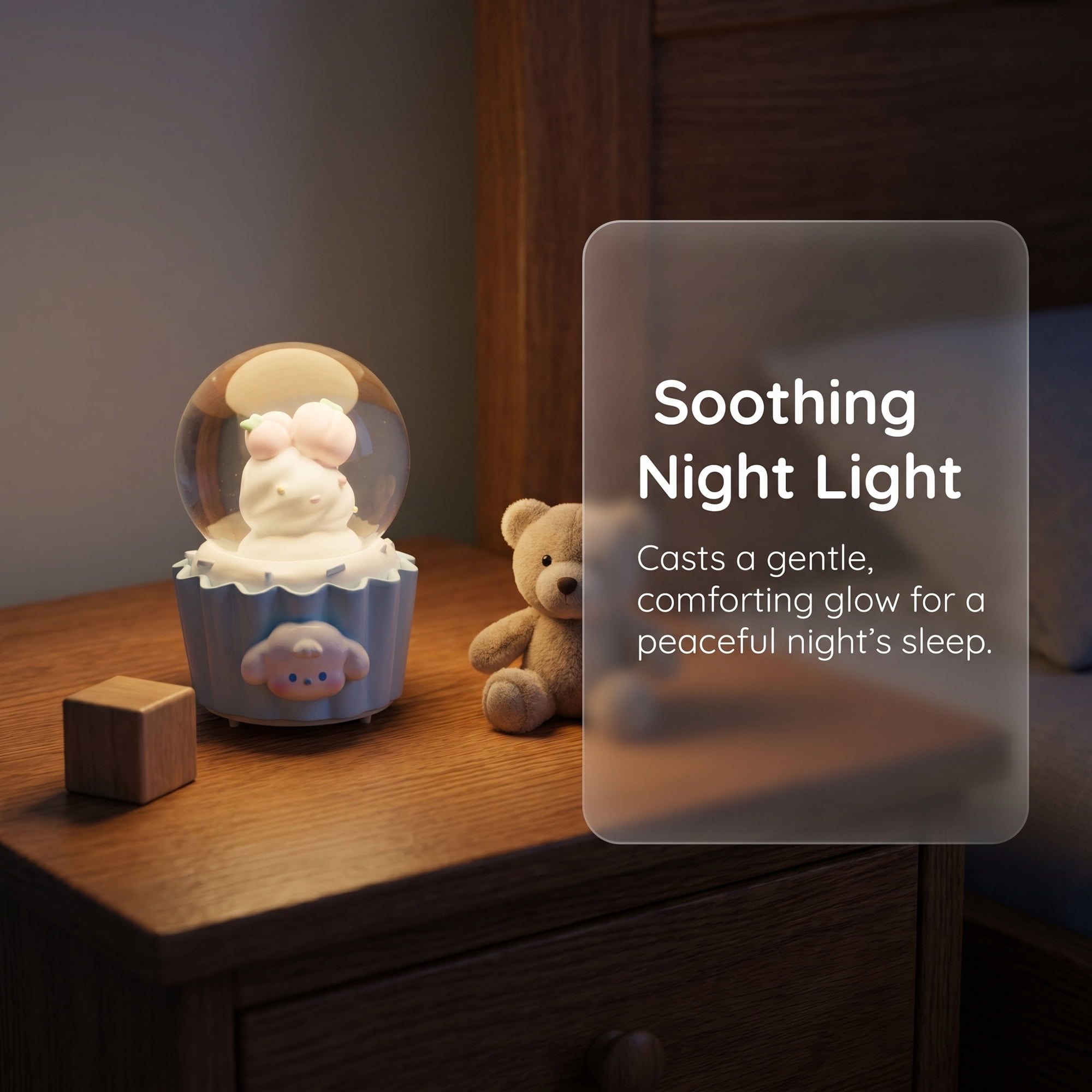 Unique Bargains Mini Resin Figurine Snow Light Up Crystal Ball Blue 1.8" x 1.8" x 2.7"