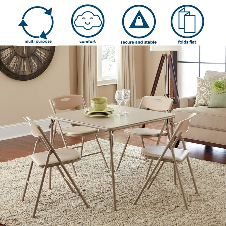 Cosco 5-Piece Foldable Table and Chair Set with Padded Seats