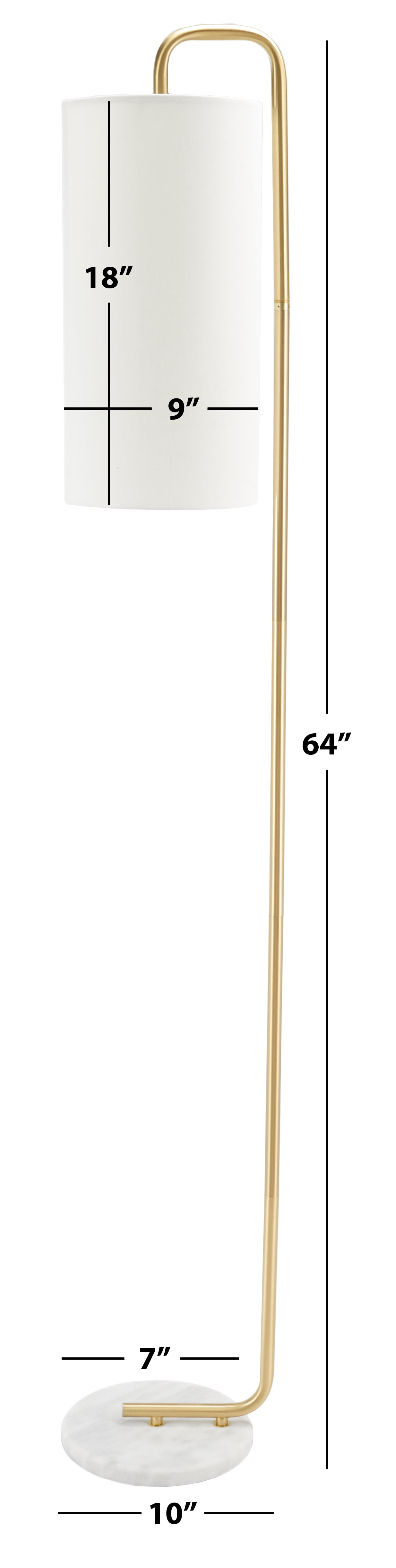 SAFAVIEH Troilus 64 in. Modern White Ceramic Floor Lamp with White Linen Shade, 7.00 x 10.00 x 64.00
