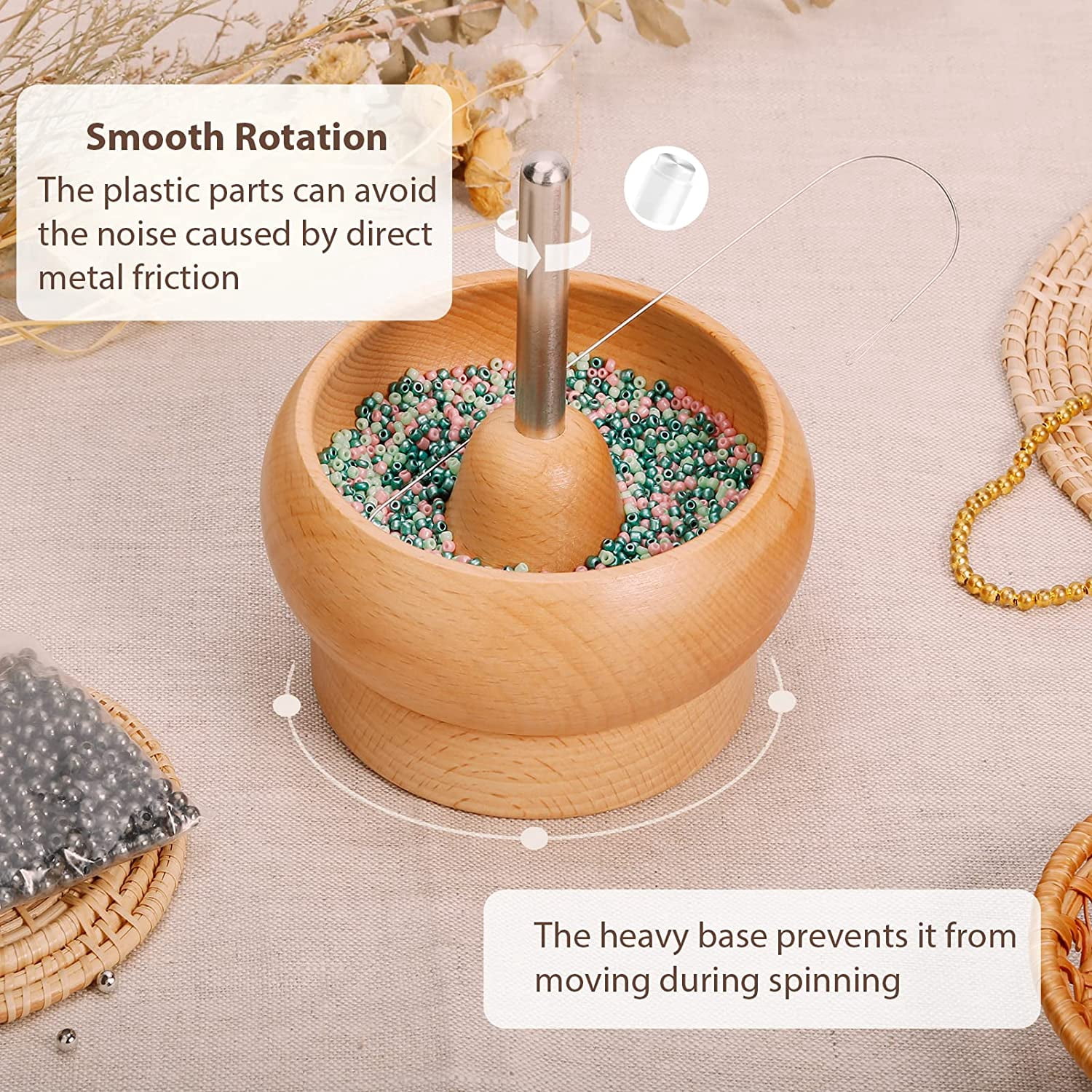24416 PCS Bead Spinner Kit with Large Numble of Seed Beads and Practical BeadingTools, Bead Spinner Bowl for Seed Beads, Waist Bead Spinner for Jewelry Making