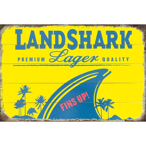 Vintage Landshark Beer Decor Tin sign Retro Metal Signs Man Cave Decor 8X12Inch Bar Sign