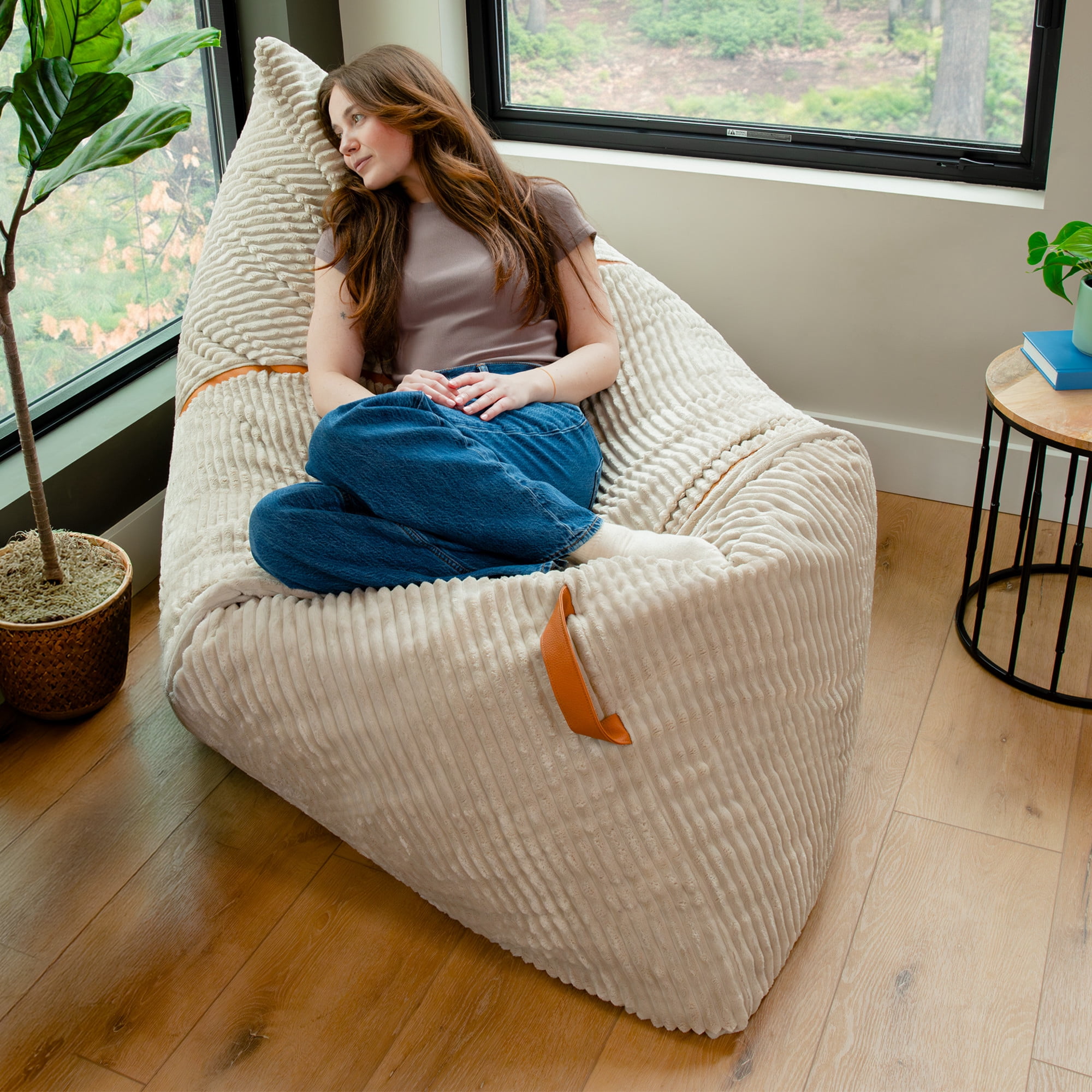 Big Joe Turnabout 3-in-1 Convertible Bean Bag Chair, Vanilla Latte