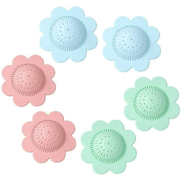 6PCS Drain Hair Catcher Shower Drain Covers Durable Silicone Hair Stopper ,Bathtub and Shower Drain Protectors for Bathroom Bathtub and Kitchen