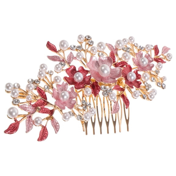 Raindrops Rhinestone Hair Side Comb Pink Alloy 1Pcs Elegant Headdress for Women Bride