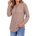 thumbnail image 3 of Fantaslook Plus Size Waffle Long Sleeve Shirts for Women Button Up V Neck Henley Blouses Dressy Casual Fall Tops, 3 of 7