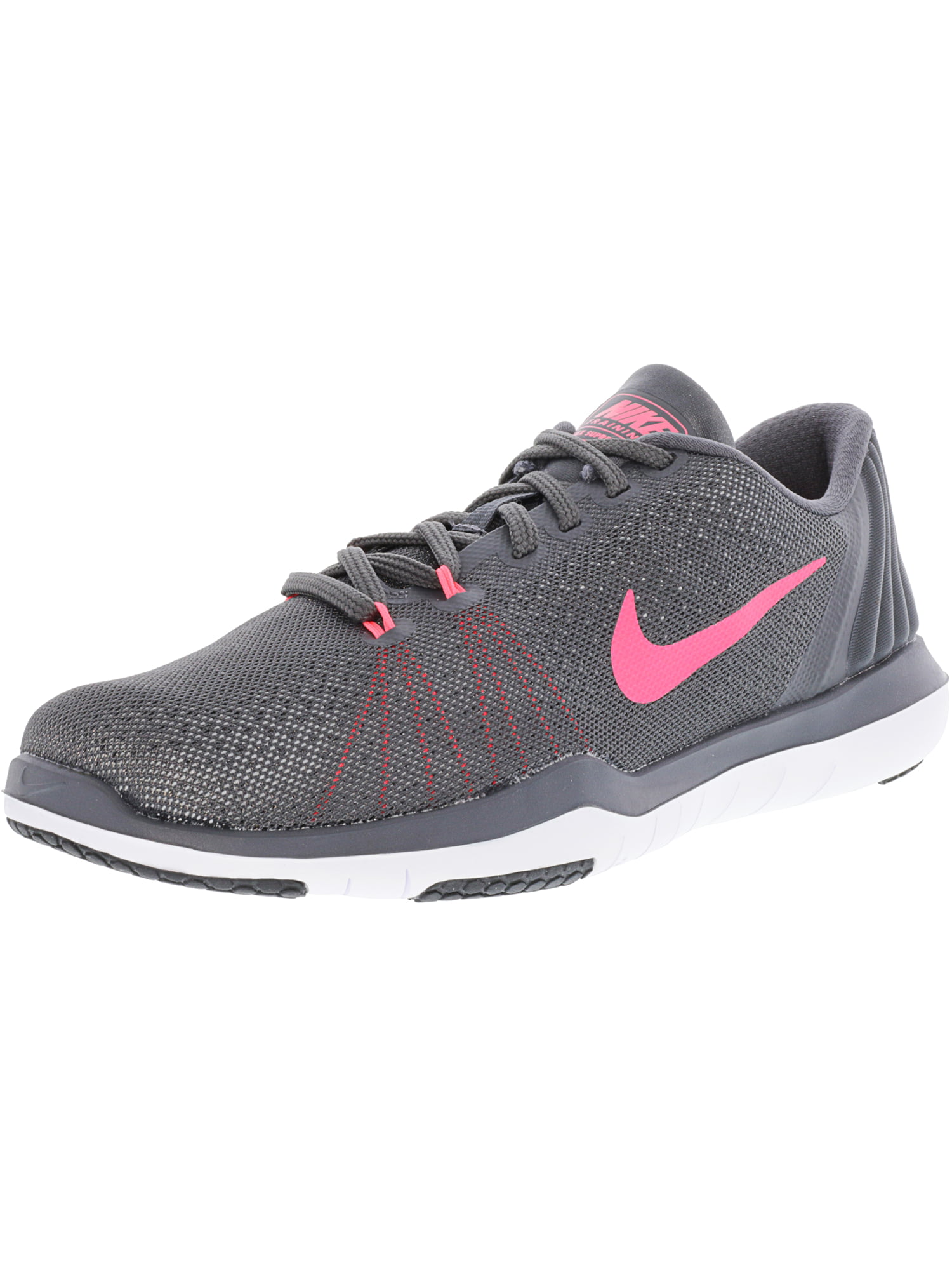 Nike Women's Flex Supreme 5 Dark Grey Hot Punch-White Ankle-High Running Shoe - 8.5W -
