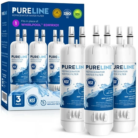 

Pureline Whirlpool® EDR1RXD1 Replacement for Everydrop Filter 1 W10295370A P8RFWB2L P4RFWB Kenmore® 46-9081 Refrigerator Water Filter (3 Pack)