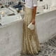 thumbnail image 2 of Falda larga con lentejuelas doradas para mujer: cintura elástica, corte ajustado, largo hasta el suelo. Elegante falda brillante para fiestas y eventos festivos., 2 of 8